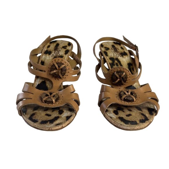 Carlos By Carlos Santana Sandals Leather Cork Heels Strappy Womens 9.5 M - Picture 4 of 9